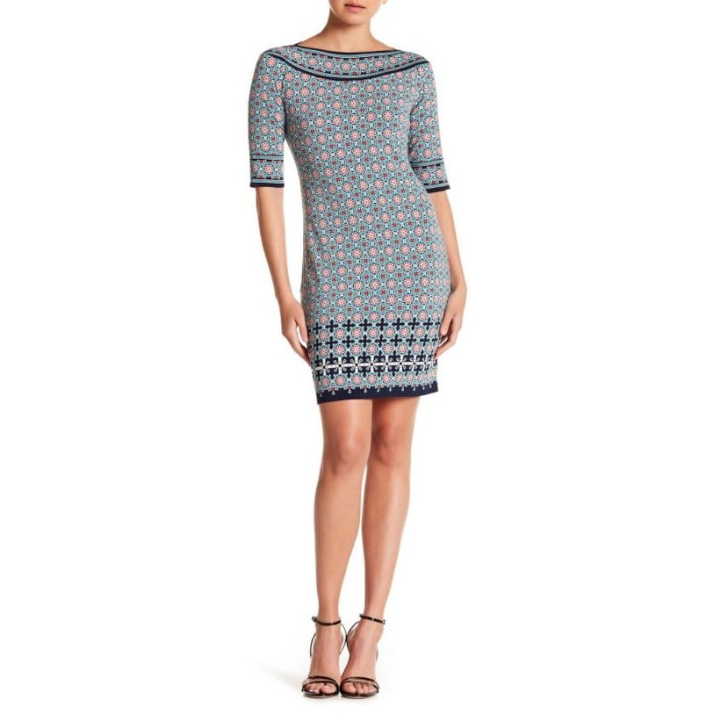 Max Studio Geometric Floral Sheath Dress